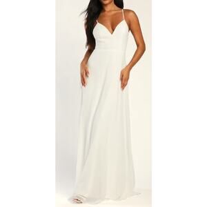 LULU'S XL White Romantic Ways Lace Button Back Maxi Dress NEW B40